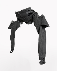 Post-Apocalyptic Hooded Mesh Color-Block Cape Jacket