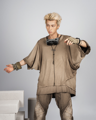Wasteland Style Patchwork Convertible Concealed Sleeves T-Shirt | Tank Top