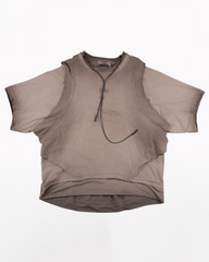 Wasteland Style Patchwork Convertible Concealed Sleeves T-Shirt | Tank Top
