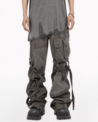 Wasteland Wear Straps Patchwork Cargo Y2K Pants