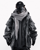 Wasteland Wear Torn Hem Fake Two-piece Unisex Jacket