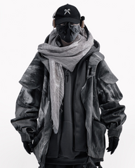 Wasteland Wear Torn Hem Fake Two-piece Unisex Jacket