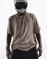 Wasteland Wear Distressed Dual-Layer Mesh Patchwork T-Shirt