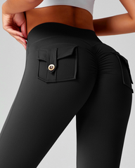 Women's Flare Yoga Cargo Pants High Waisted Leggings