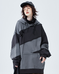 Streetwear Zipper Double Layer Patchwork Unisex Hoodie