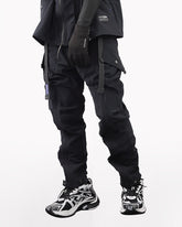 Laminated Zipper Black Cargo Pants