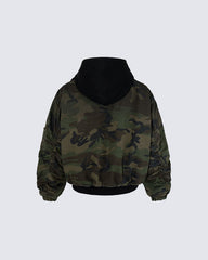 Camouflage Hooded Bomber Jacket