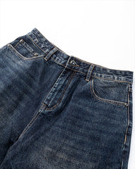 Winter New Vintage Washed Panel Wide-Leg Jeans