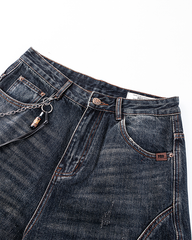 Dark Wash Wide-Leg Denim Pants