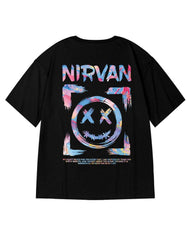 Oversize Streetwear Smiley Face Graphic T-Shirt