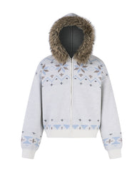 Christmas Style Furry Hood Sweatshirt