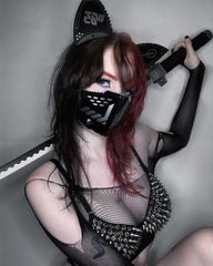 Bad Girl Cyberpunk Cat Ear Headband And Mask (Sold Separately)