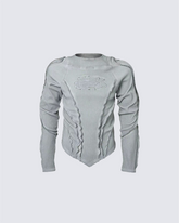 Distressed Panel Long-Sleeve Top