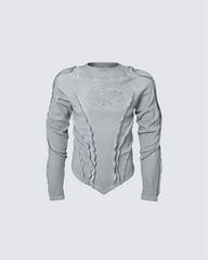 Distressed Panel Long-Sleeve Top
