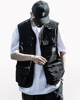 Outdoor Black Sleeveless Cargo Vest