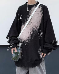 Streetwear Hole Pin Sweater