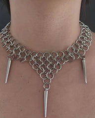Alloy Chain Necklace with Spikes