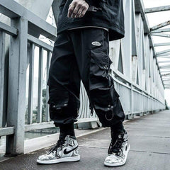Streetwear Black Multi-Pocket Cargo Pants