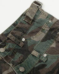 Camouflage Cargo Pants with Double Waist