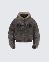 Washed Arc-Sleeve Hoodie