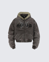 Washed Arc-Sleeve Hoodie