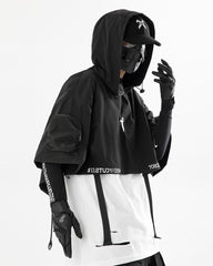 Functional Hooded Short Black Cape