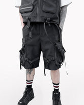 Functional Streetwear Ribbon Cargo Shorts