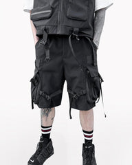 Functional Streetwear Ribbon Cargo Shorts