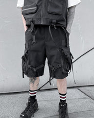 Functional Streetwear Ribbon Cargo Shorts