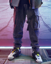 Cyberpunk Reflective Unisex Denim Cargo Pants