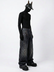 Dark Wash Wide-Leg Denim Pants