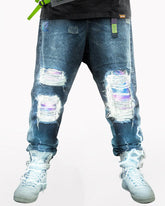 Cyberpunk Laser Destroyed Unisex Y2K Jeans
