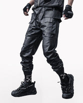 Ro Style Brush Wax Coating Black Cargo Pants