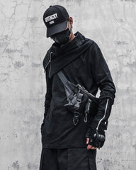Streetwear Ninja Irregular High Collar Sweatshirt