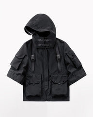 Futuristic Short Sleeve Hooded Jacket