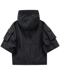 Futuristic Short Sleeve Hooded Jacket