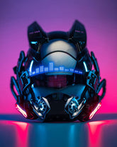 Over the Rainbow Rhythm Cyberpunk Helmet Mask ( Customizable Text And Image Available)