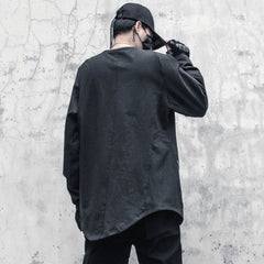 Black Long Sleeve Zip Up Shirt