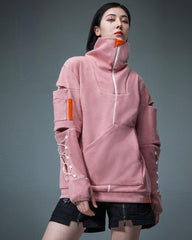 Cyberpunk Outfits Suede Turtleneck Unisex Hoodie
