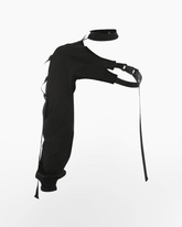 One Shoulder Sleeve Reflective Buckle Top