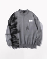 Streetwear Graffiti Tattered Sweater