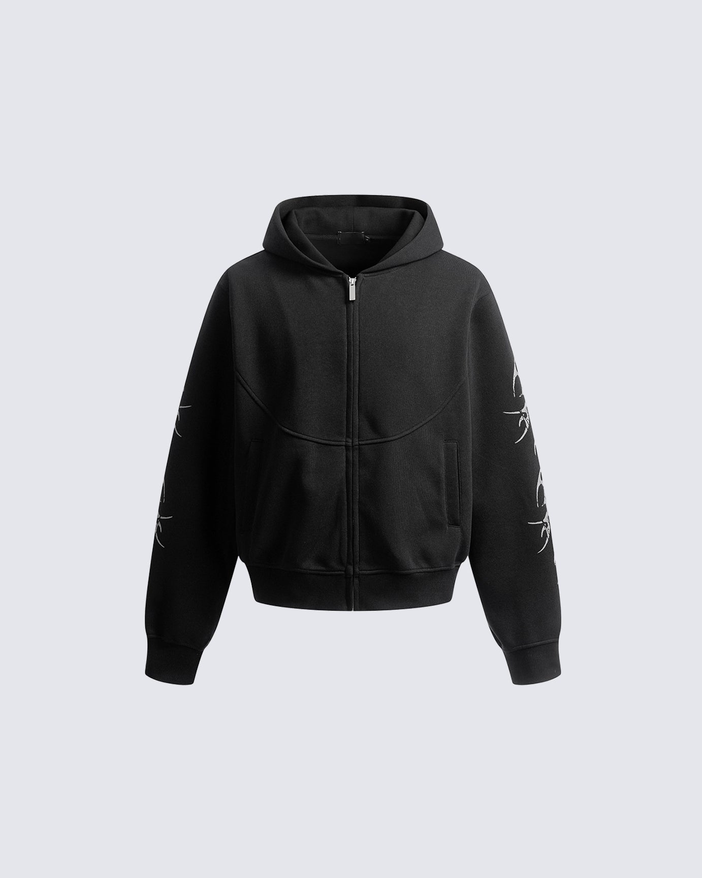 Embroidered Graphic Zip-Up Hoodie