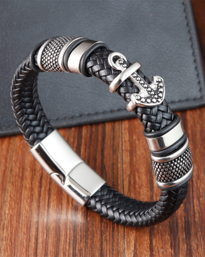 Vintage Anchor Handmade Leather Bracelet