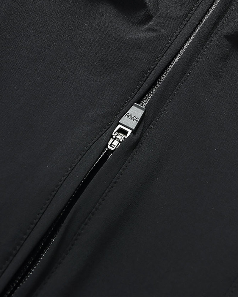 Laminated Zipper Black Cargo Pants