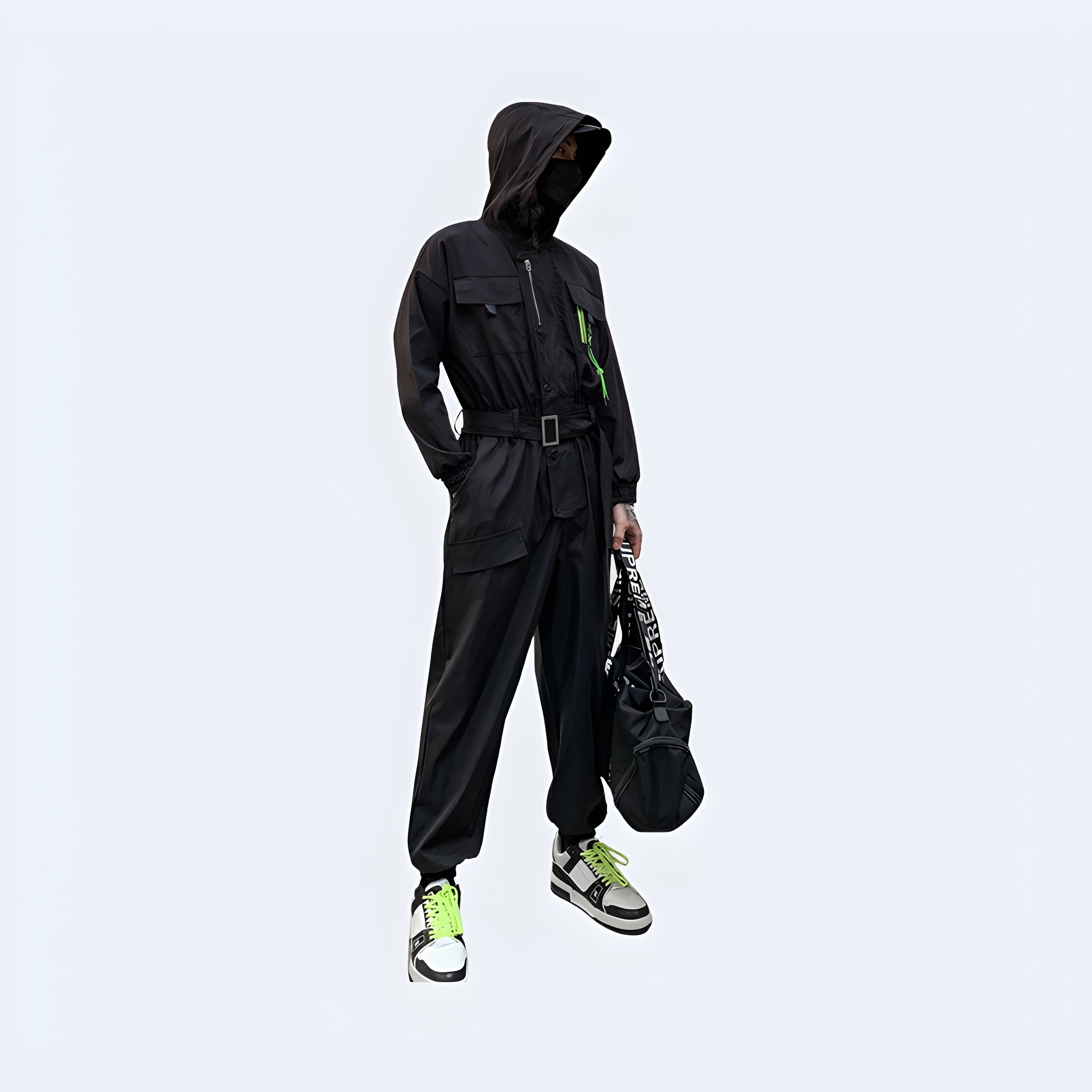 Dark Hooded Overalls