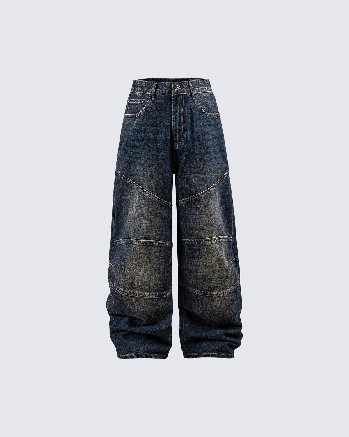 Winter New Vintage Washed Panel Wide-Leg Jeans