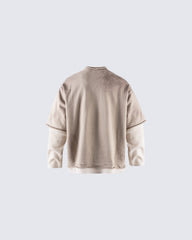 Layered Sleeve Studded Graphic Sweatshirt