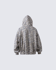Leopard Print Zip-Up Hoodie