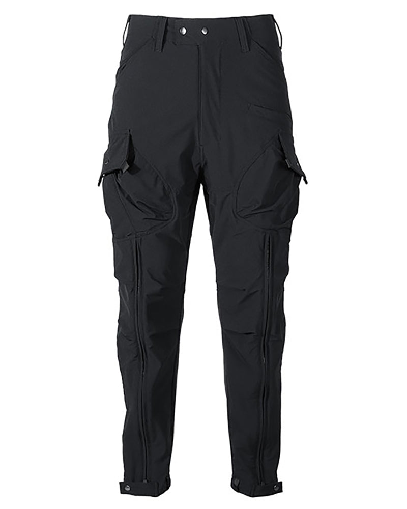 Laminated Zipper Black Cargo Pants