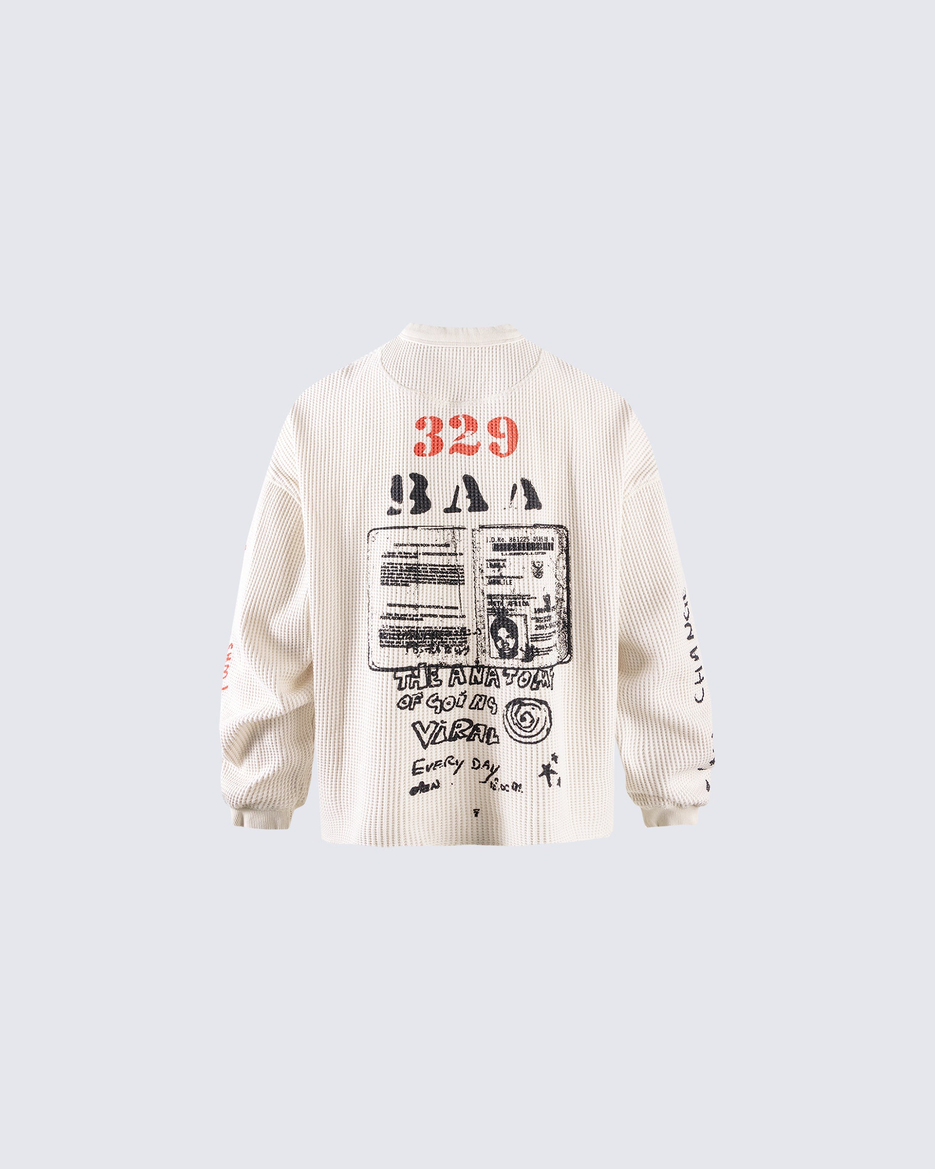 Graphic Printed Waffle Knit Sweatshirt